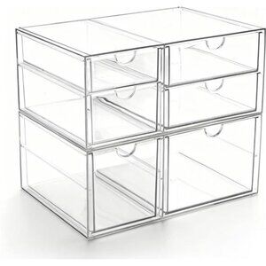 Acrylic Makeup Organizer 6 Drawer Clear Stackable Vanity Desk Storage for Access
